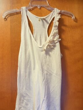 Susina Cream Ruffle-Accent Racerback Tank